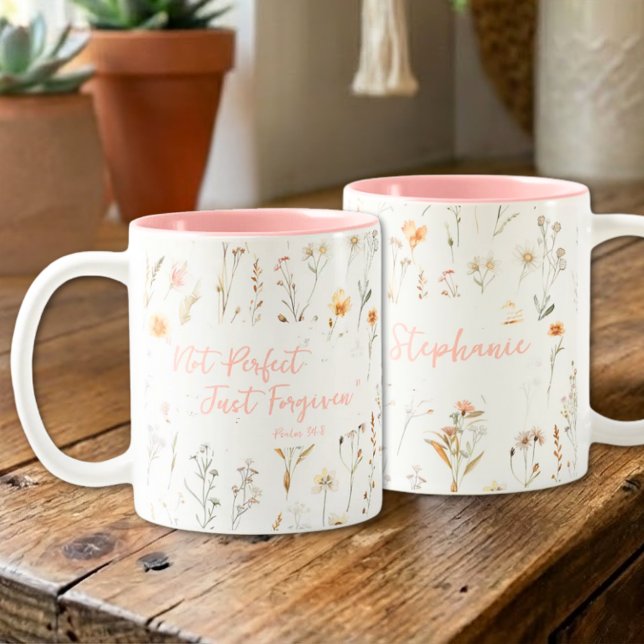 Taza Bicolor Inspirational Not Perfect Wildflowers Faith (Subido por el creador)