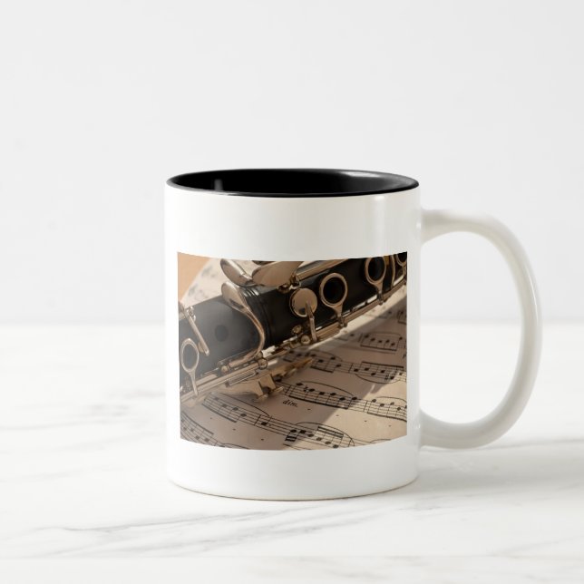 Taza Bicolor Instrumento musical clarinete con notación (Derecha)