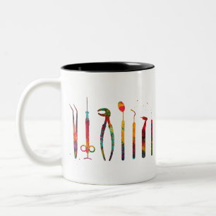Taza Bicolor Instrumentos de dentista