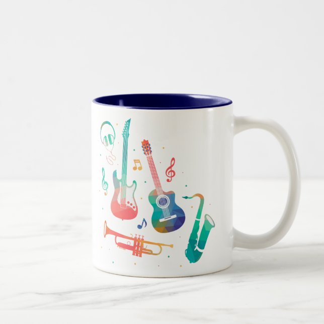Taza Bicolor Instrumentos musicales coloridos de música diverti (Derecha)