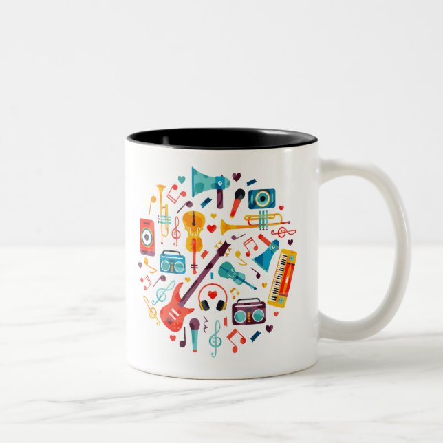 Taza Bicolor Instrumentos musicales coloridos de música diverti (Derecha)