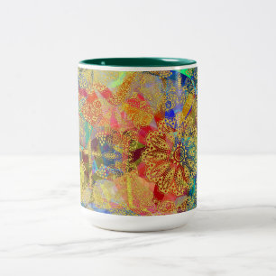Taza Bicolor Intrincados patrones de mandala en oro