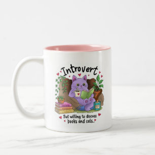 Taza Bicolor Introvertido pero dispuesto a hablar de libros y g