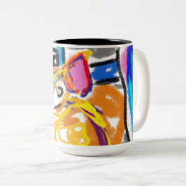 Taza Bicolor Inu shiba en la ciudad