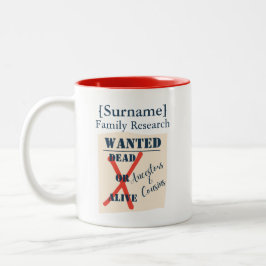Taza Bicolor Investigación de la Familia [Apellido] (Póster de 