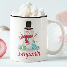 Taza Bicolor Invierno lindo Feliz Snowman Mug