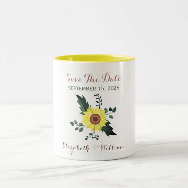 Taza Bicolor Invitación de boda para guardar la fecha (Centro)