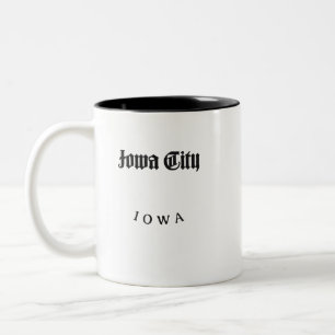 Taza Bicolor Iowa City Iowa Black Font
