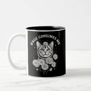 Taza Bicolor Ira de Gato Me Consume Divertido Sarcástico Gatito