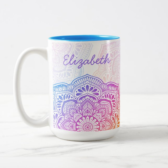 Taza Bicolor Iris Mandala 15 oz. Personalized Mug (Izquierda)
