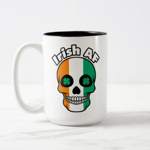 Taza Bicolor Irish AF, Happy St. Paddy's Day, el cráneo de la b
