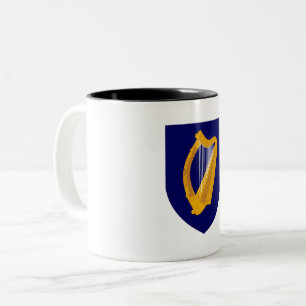 Taza Bicolor Irlanda país escudo armas símbolo emblema lira