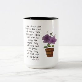 Taza Bicolor Isaías 4031 Escritura con Hibiscus púrpura