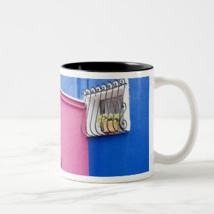 Taza Bicolor Isla de Burano, Burano, Italia. Burano colorido