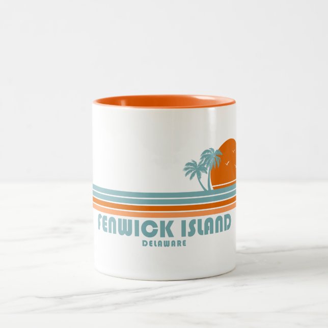 Taza Bicolor Isla Fenwick Delaware Sun Palm Trees (Centro)