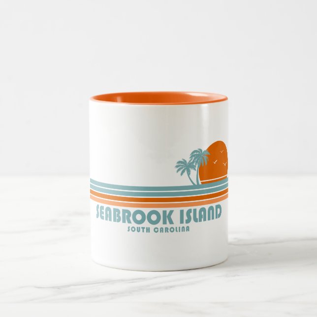 Taza Bicolor Isla Seabrook Sur Carolina Sun Palm Trees (Centro)