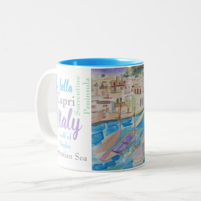 Taza Bicolor Italia Acuarela (Anverso izquierdo)
