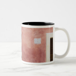 Taza Bicolor Italia, Asciano, cajas de ventana con primavera fr