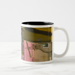 Taza Bicolor Italia, Burano. Barcas en un canal con