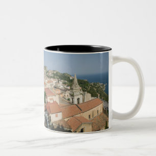 Taza Bicolor ITALIA, Sicilia, TAORMINA: Vista hacia Piazza IX