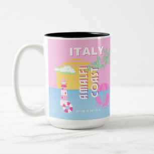 Taza Bicolor Italia Viajes arte, Costa Amalfitana, Preppy, Rosa