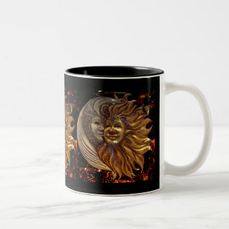 Taza Bicolor Italiano Sun y máscaras de Carnaval de la luna