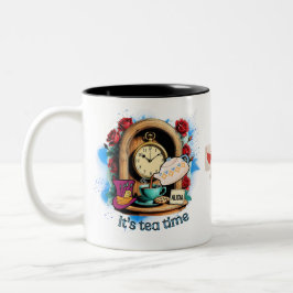 Taza Bicolor "It's Tea Time"  – Alice in Wonderland inspired