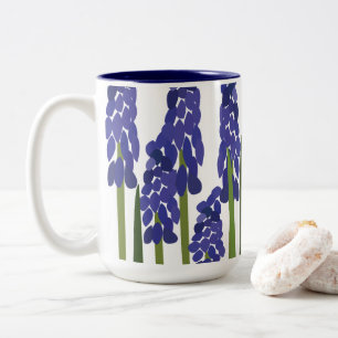 Taza Bicolor Jacinto de Uva Púrpura Azul Flor Floral