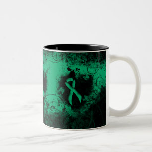 Taza Bicolor Jade Awareness Ribbon Grunge Heart