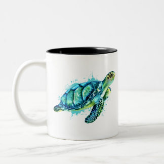 Taza Bicolor JadeTurtle Amar a las tortugas salvar a las tortug