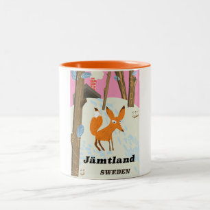 Taza Bicolor Jämtland poster de viajes vintage de Suecia