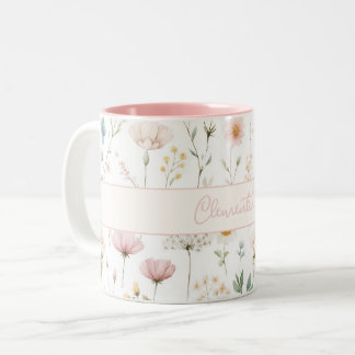 Taza Bicolor Jardín Botánico Flor Silvestre Nombre Personalizad