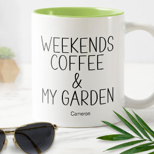 Taza Bicolor Jardín de café de fin de semana Plantas Divertidas