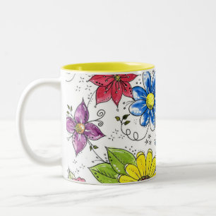 Taza Bicolor Jardín de flores coloridas