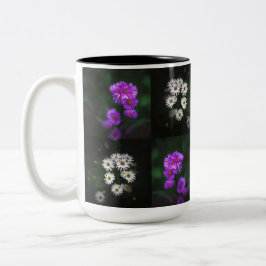 Taza Bicolor Jardín de flores púrpuras y blancas