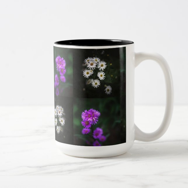 Taza Bicolor Jardín de flores púrpuras y blancas (Derecha)