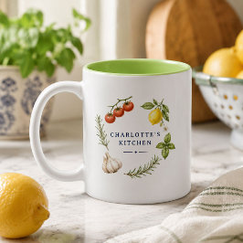 Taza Bicolor Jardín de hierbas de cocina italiano personalizado