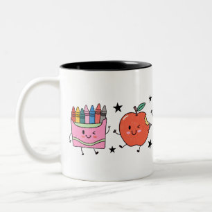 Taza Bicolor Jardín de infancia Vuelta al cole Dibujo adorable 