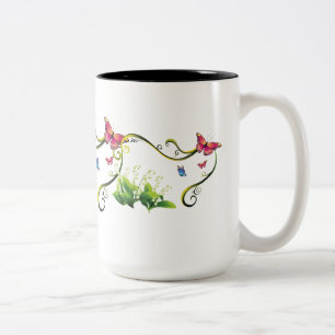 Taza Bicolor Jardín de mariposas