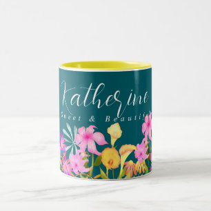 Taza Bicolor Jardín floral Verde azulado