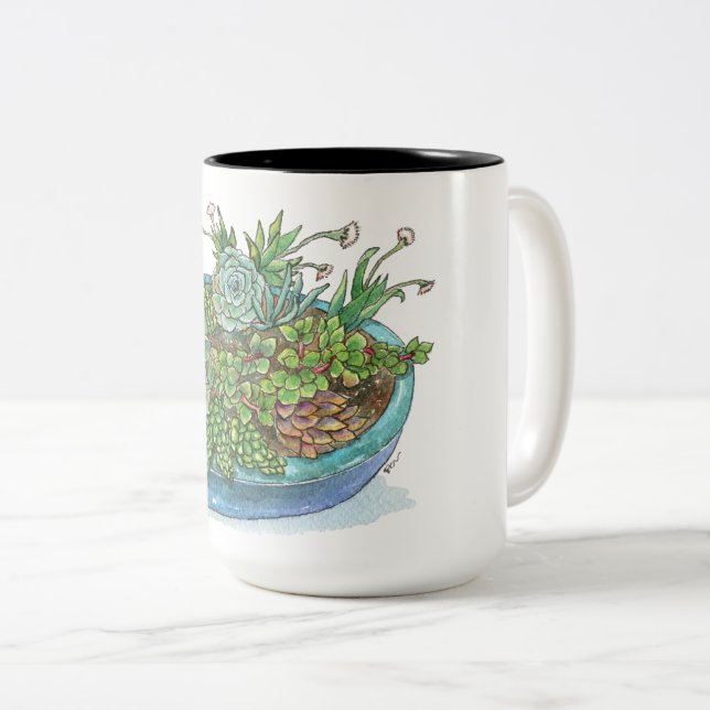 Taza Bicolor Jardín Succulum redondo (Anverso derecho)