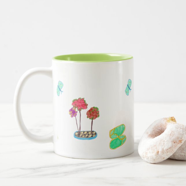 Taza Bicolor jardinería personalizado mug (Con donut)