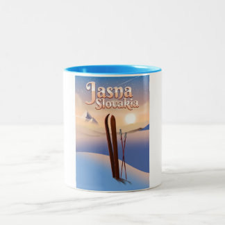 Taza Bicolor Jasna, poster de esquí de Eslovaquia.