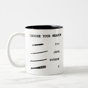 Taza Bicolor Java contra C++ contra pitón contra lenguaje de