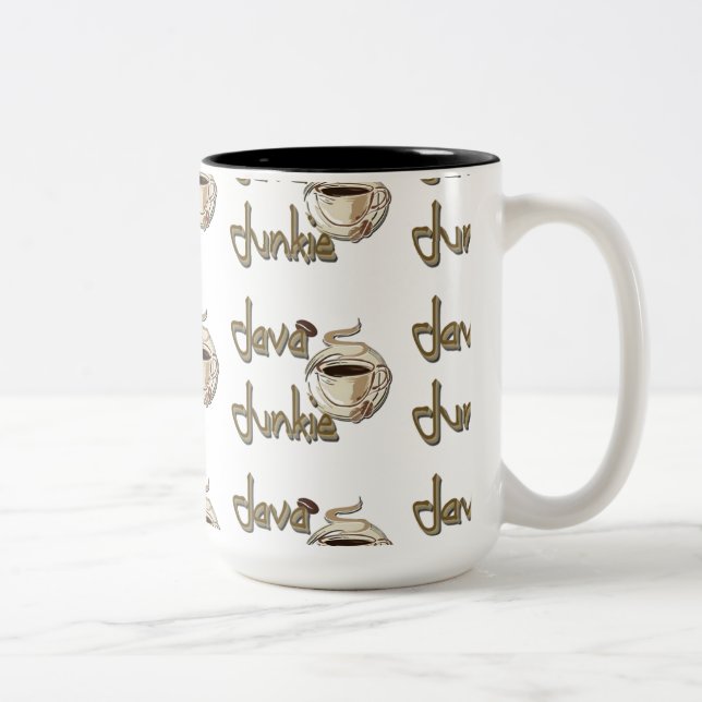 Taza Bicolor Java Junkie Pattern Coffee Lovers Mug (Derecha)