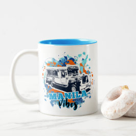 Taza Bicolor Jeepney Manila Vibes Blue Naranja
