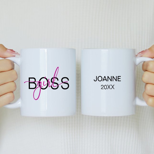 Taza Bicolor Jefa de chica rosa caliente (Subido por el creador)