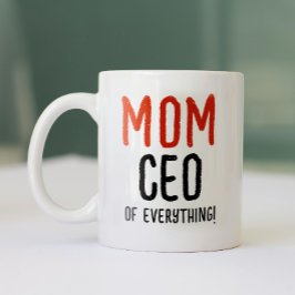 Taza Bicolor Jefa Mamá | Papá Tipografía Moderna Roja Negra Div