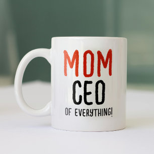 Taza Bicolor Jefa Mamá   Papá Tipografía Moderna Roja Negra Div