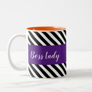 Taza Bicolor Jefe dama Bandas negras y violeta